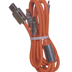 SuperFast 3 in 1 Multi Charger Cable Ultra soft Silicon Metal 120W Fast Charging, 3Amp Micro USB, iOS and Type-C Devices, 480 Mbps Data Transfer Rate for Mobile Tablet PC Laptop Android with 1.2m