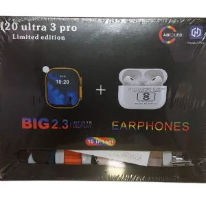 10 in 1 Set i20 Ultra Max Suit Big 2.3 Infinite Display Smart Watch + Earphones Combo Pack